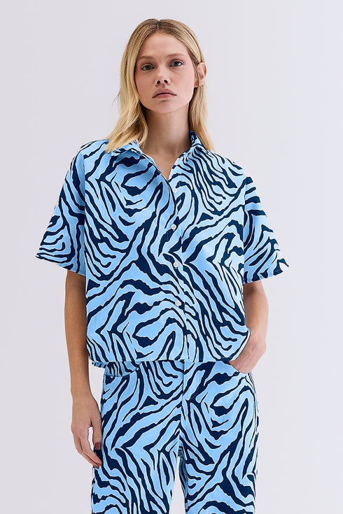 CAMISA ZEBRA SARJA MARINHO/AZUL CLARO