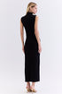 VESTIDO MIDI GOLA ALTA PRETO