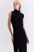 VESTIDO MIDI GOLA ALTA PRETO