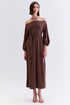 VESTIDO MIDI MANGAS AMPLAS CHOCOLATE