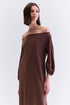 VESTIDO MIDI MANGAS AMPLAS CHOCOLATE