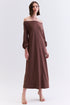 VESTIDO MIDI MANGAS AMPLAS CHOCOLATE