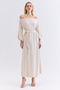 VESTIDO MIDI MANGAS AMPLAS NATURAL