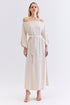 VESTIDO MIDI MANGAS AMPLAS NATURAL