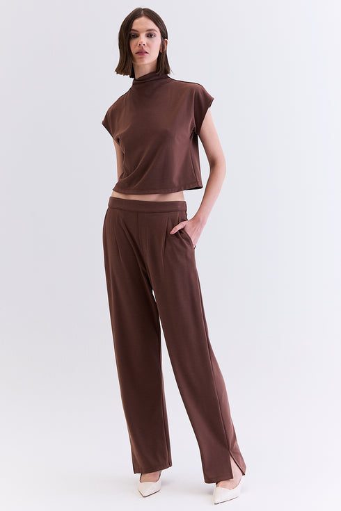 CALÇA MALHA RETA CHOCOLATE