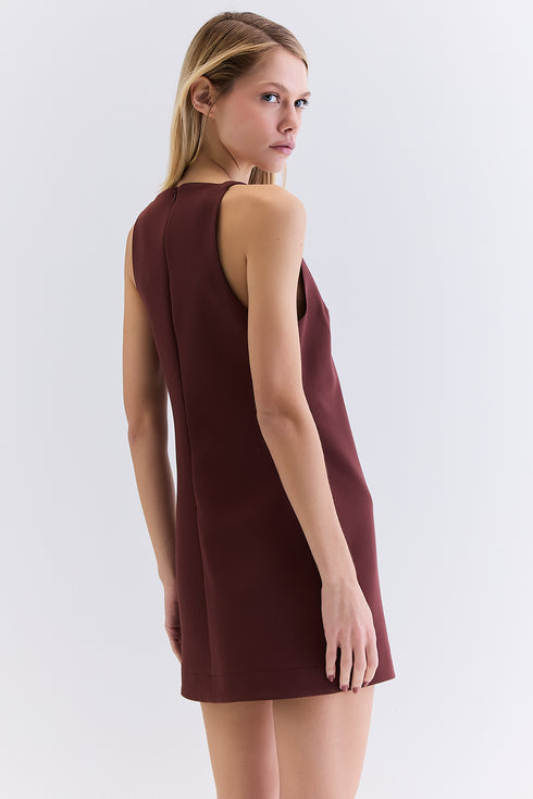 VESTIDO CURTO ALFAIATARIA CHOCOLATE