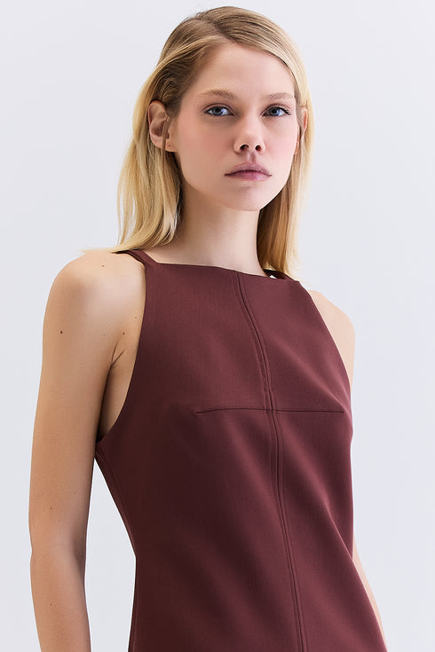 VESTIDO CURTO ALFAIATARIA CHOCOLATE