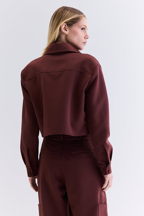 CAMISA ALFAIATARIA BOLSO CHOCOLATE