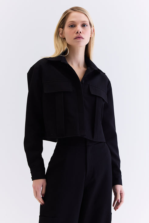 CAMISA ALFAIATARIA BOLSO PRETO