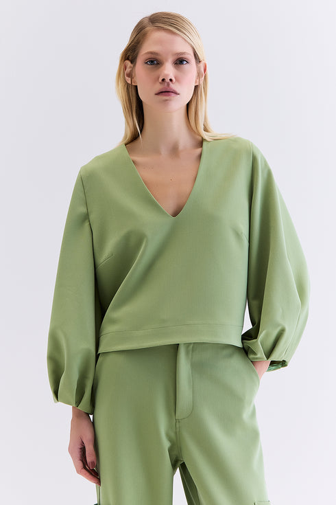 BLUSA MANGA ALFAIATARIA MATCHA