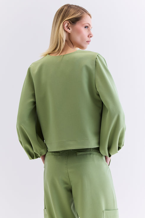 BLUSA MANGA ALFAIATARIA MATCHA