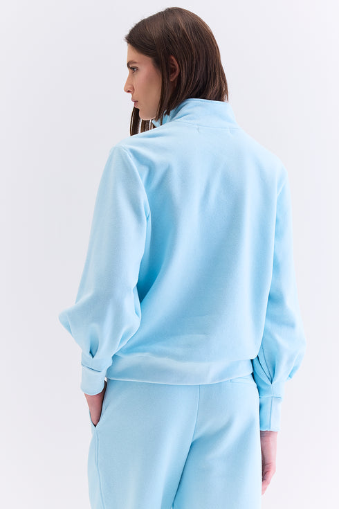 HOODIE GOLA ZIPER AZUL CLARO