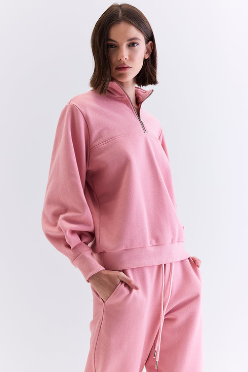 HOODIE GOLA ZIPER ROSA