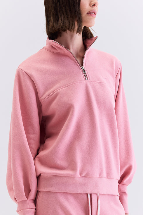 HOODIE GOLA ZIPER ROSA