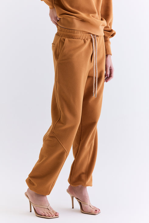 CALÇA JOGGER RECORTES CARAMELO