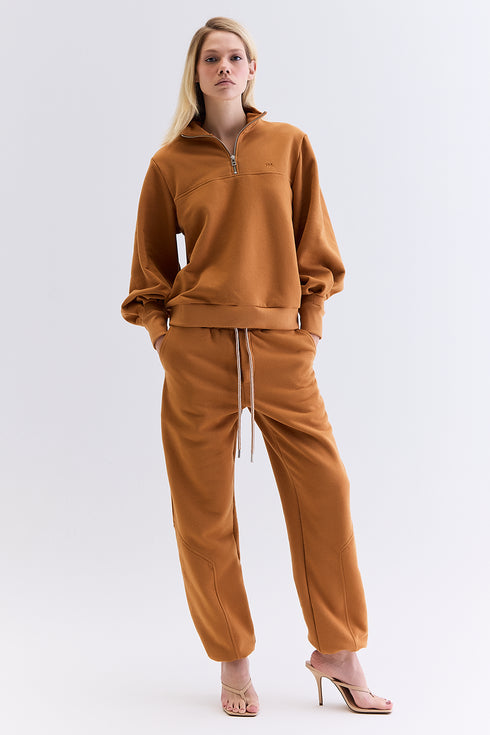 CALÇA JOGGER RECORTES CARAMELO