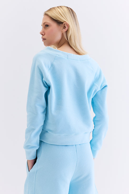 BLUSA DECOTE V AZUL CLARO