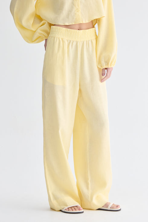 CALÇA PANTALONA ELÁSTICO AMARELO