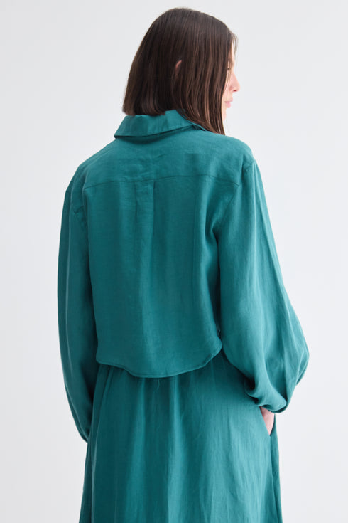 CAMISA MANGAS BUFANTE VERDE ESCURO