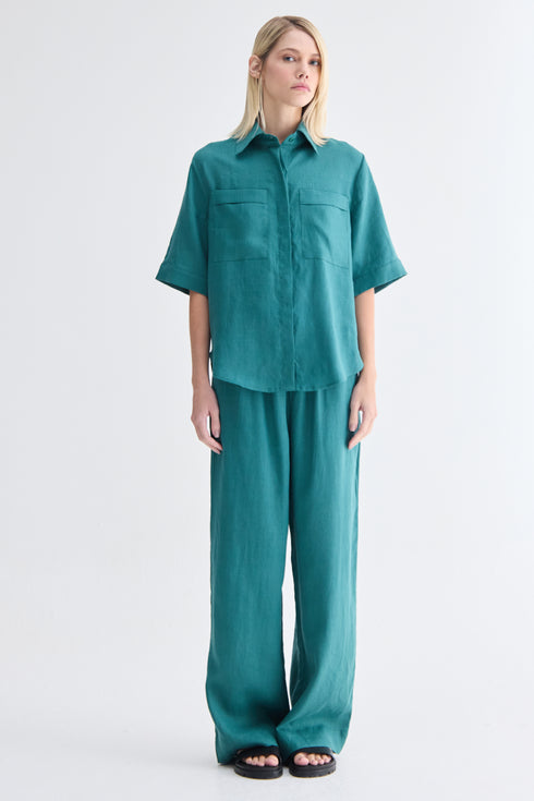 CAMISA MANGA CURTA VERDE ESCURO