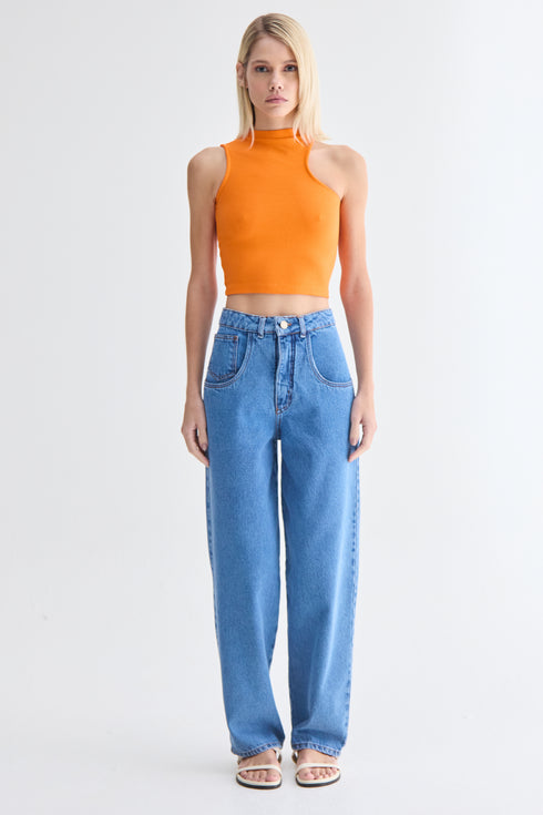 CALÇA AMPLA JEANS CLÁSSICA