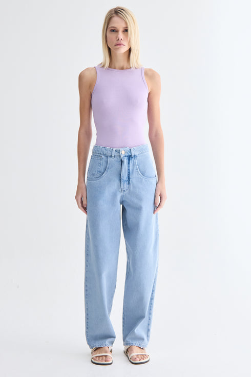 CALÇA AMPLA JEANS CLARA