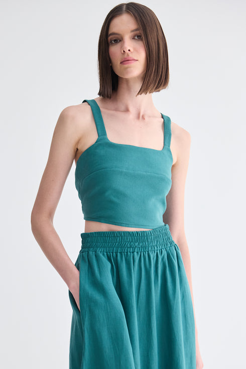 TOP BOTÕES VERDE ESCURO