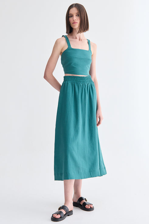 TOP BOTÕES VERDE ESCURO