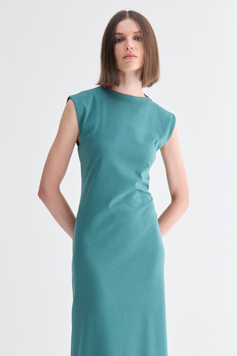 VESTIDO RETO VERDE ESCURO