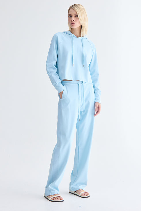 CALÇA RETA FAIXA AZUL CLARO