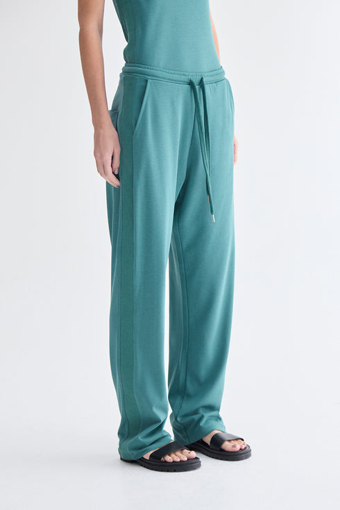 CALÇA RETA FAIXA VERDE ESCURO