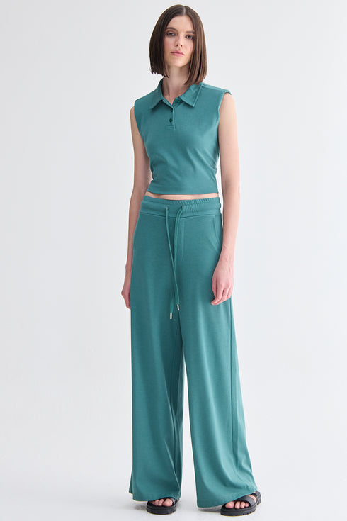 CALÇA PANTALONA VERDE ESCURO