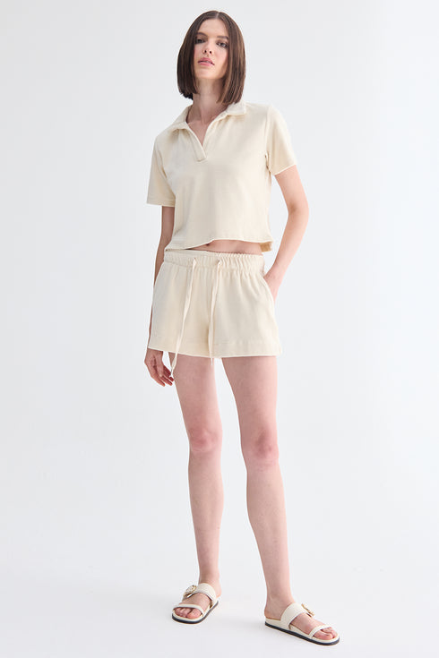 T-SHIRT POLO RELAXED BEGE