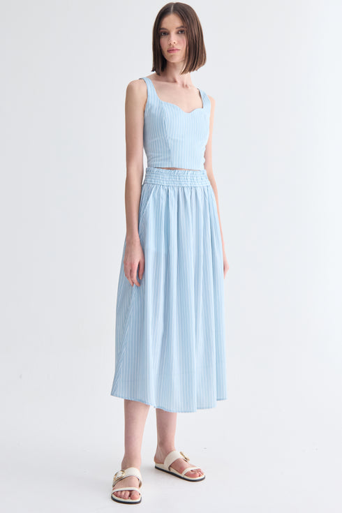 SAIA MIDI LISTRA AZUL CLARO