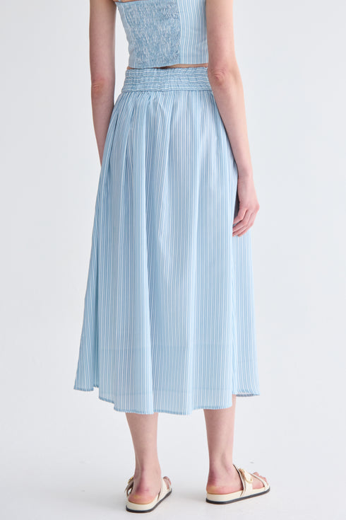 SAIA MIDI LISTRA AZUL CLARO