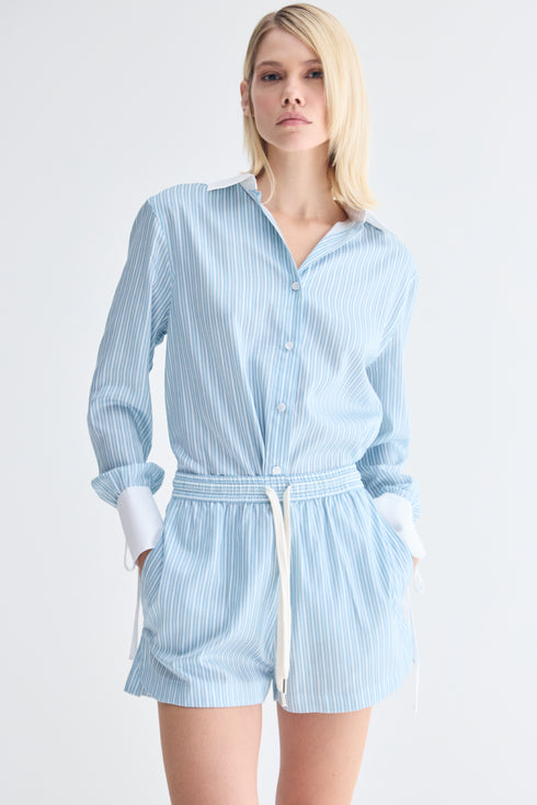 SHORTS LISTRA AZUL CLARO