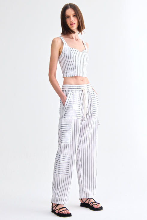 CALÇA LISTRA FINA MARINHO