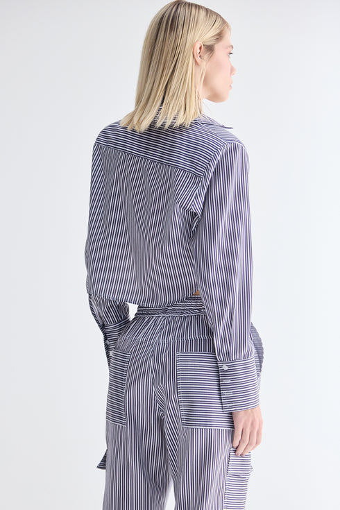 CAMISA CROPPED LISTRA DUPLA MARINHO