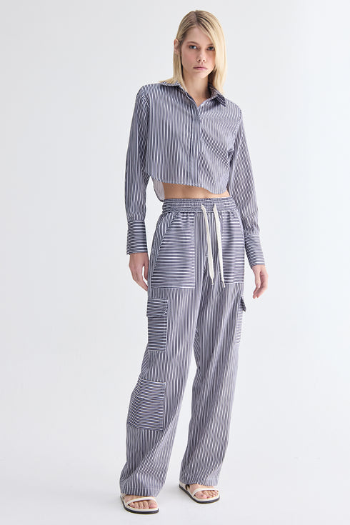 CAMISA CROPPED LISTRA DUPLA MARINHO