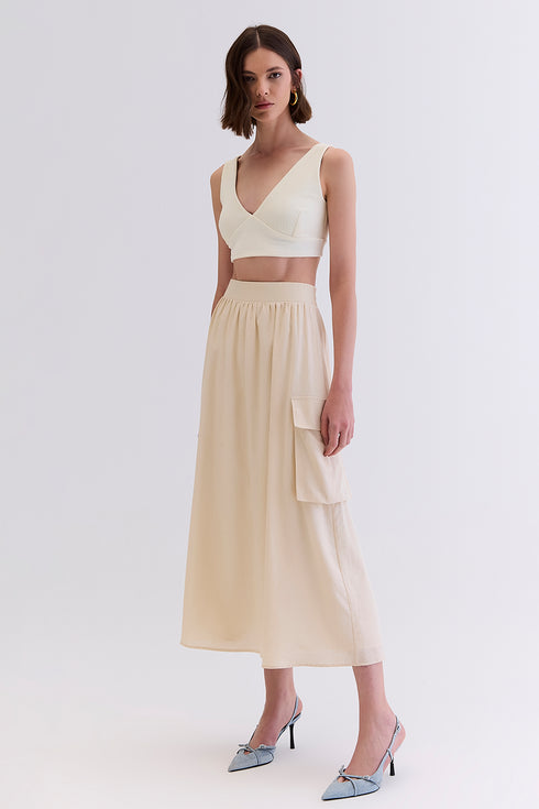 SAIA LINHO MIDI BEGE