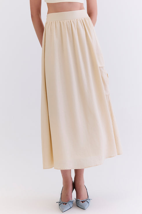SAIA LINHO MIDI BEGE
