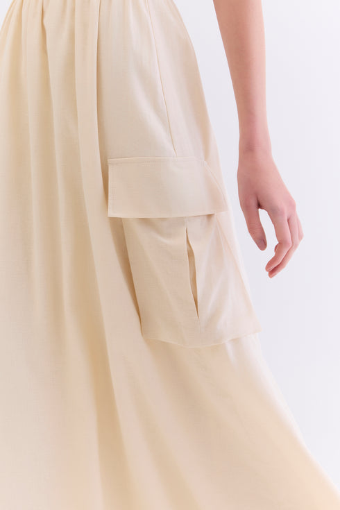 SAIA LINHO MIDI BEGE