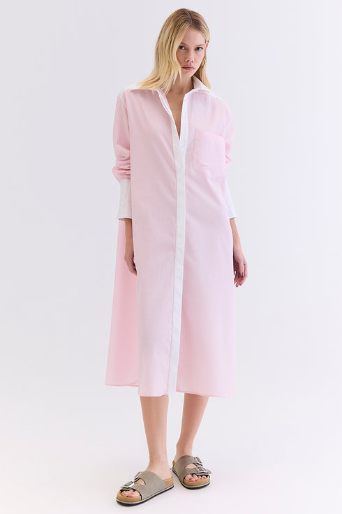 CHEMISE TRICOLINE LISTRADO ROSA