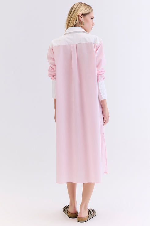 CHEMISE TRICOLINE LISTRADO ROSA