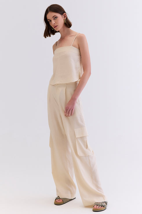 CALÇA LINHO PANTALONA BEGE