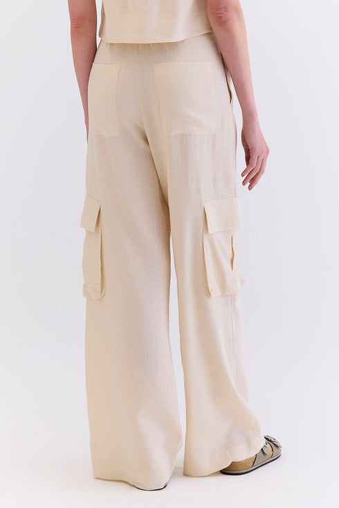 CALÇA LINHO PANTALONA BEGE