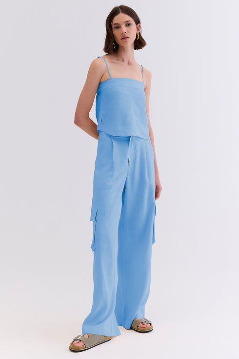 CALÇA LINHO PANTALONA AZUL