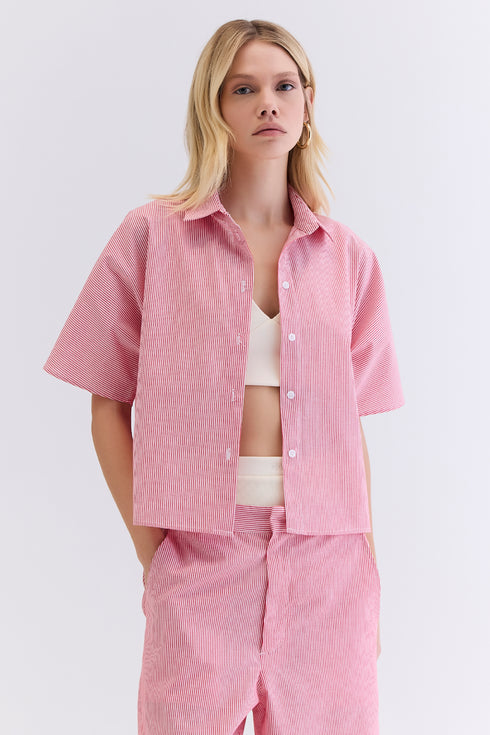 CAMISA LISTRADA VERMELHA