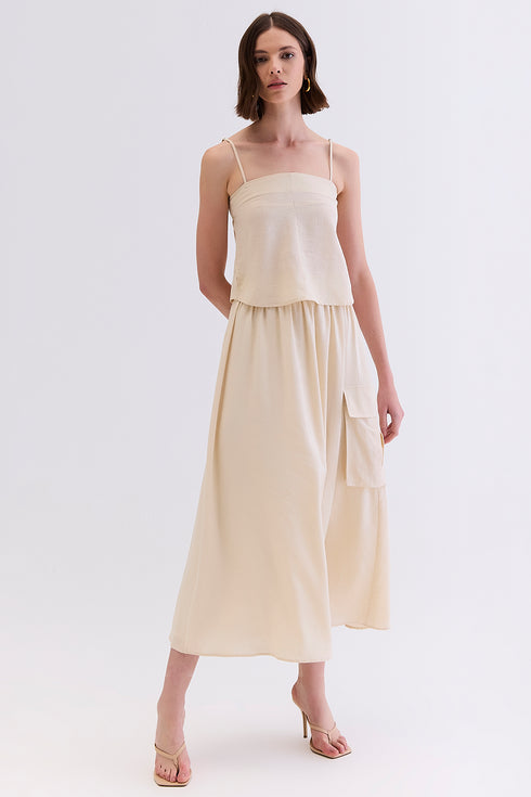 TOP LINHO COM ALÇA BEGE