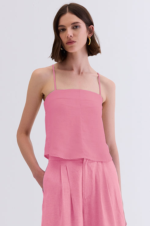 TOP LINHO COM ALÇA ROSA